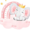 Affiche éléphant bébé sur l’arc-en-ciel