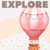 Affiche enfant montgolfière Explore