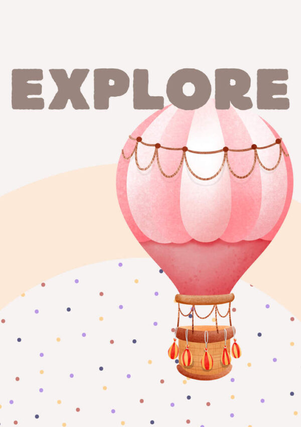 Affiche enfant montgolfière Explore