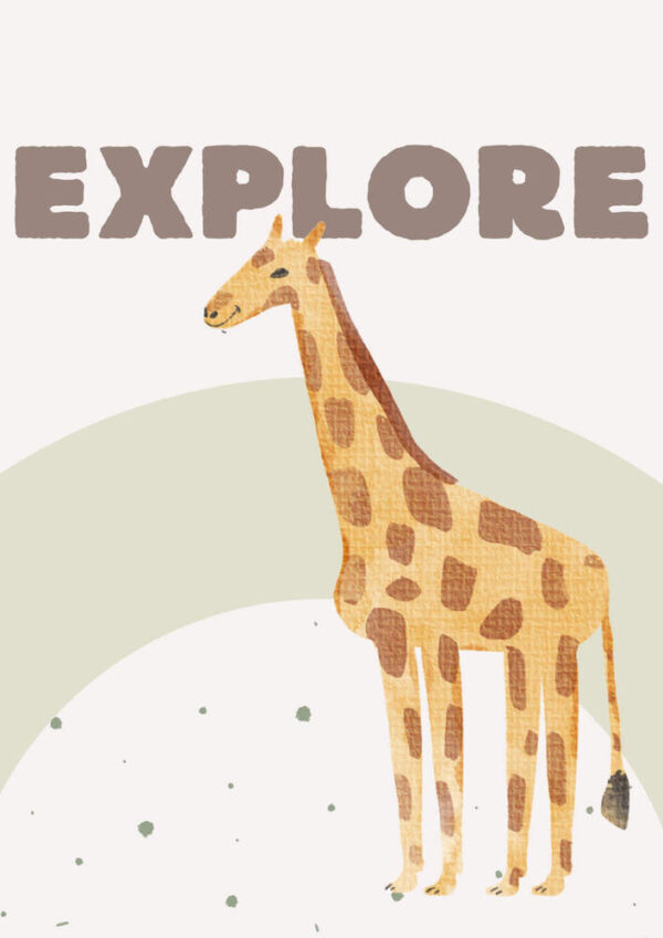 Affiche enfant girafe Explore