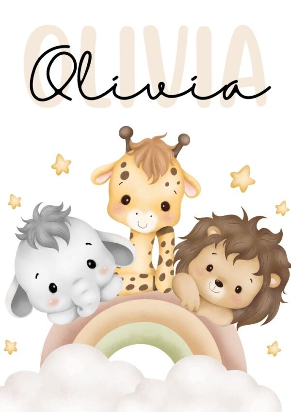 Affiche enfant amis sur l’arc-en-ciel