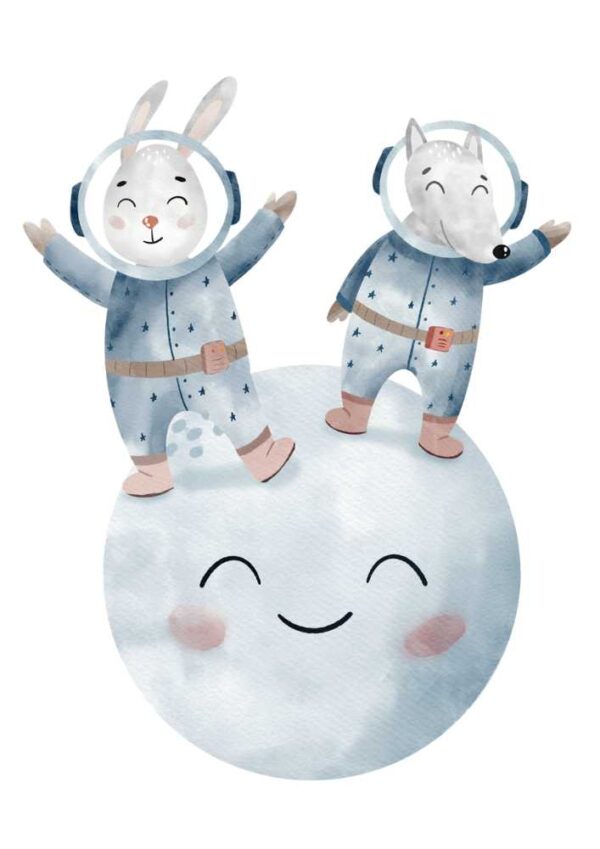 Lamina-infantil-animales-astronautas.jpg Affiche enfant animaux astronautes