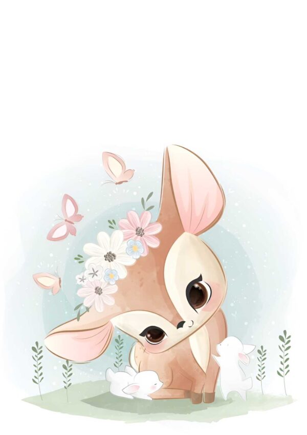 Lamina-infantil-ciervo-en-el-bosque.jpg Affiche enfant cerf dans la forêt