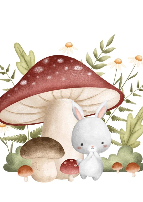 Affiche enfant lapin dans la forêt