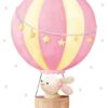 Affiche enfant lapin en montgolfière