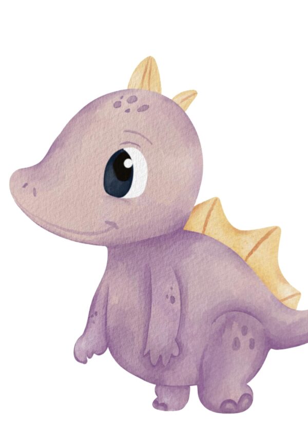 Affiche enfant dinosaure violet