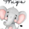 Affiche enfant éléphant personnalisée