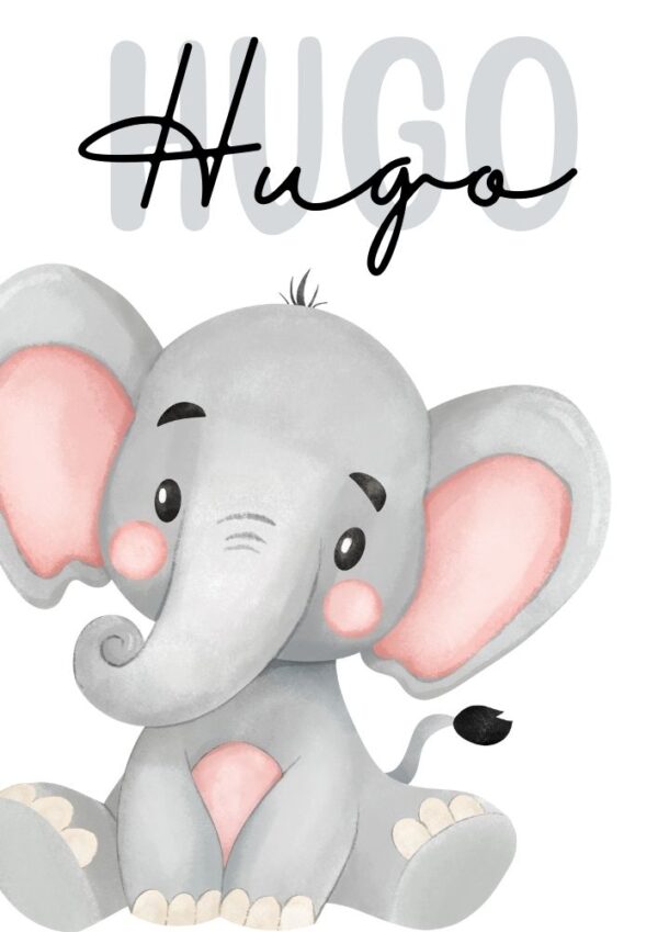 Affiche enfant éléphant personnalisée