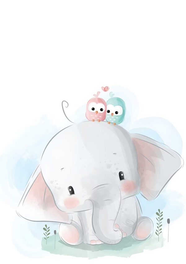 Affiche enfant éléphant et ses amis