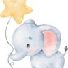 Affiche enfant éléphanteau avec son étoile