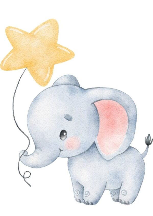 Affiche enfant éléphanteau avec son étoile