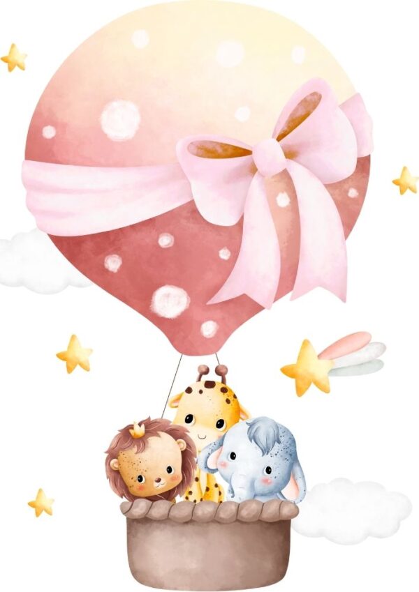 Affiche enfant montgolfière avec nœud