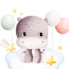 Affiche enfant hippopotame bébé