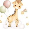 Affiche enfant girafe bébé sur le nuage