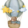 Affiche enfant ourson en montgolfière