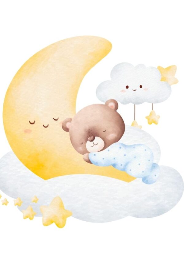 Affiche enfant ourson sur la lune