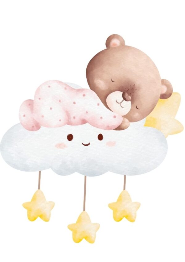 Affiche enfant ourson sur le nuage