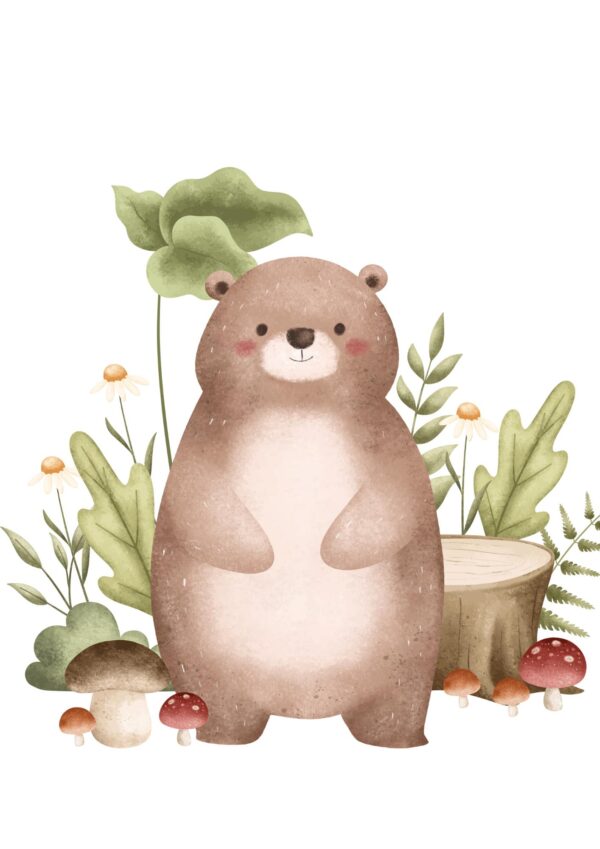 Affiche enfant ours dans la forêt