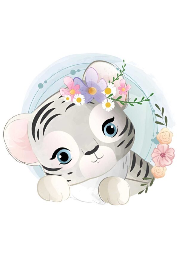 Affiche enfant tigre gris