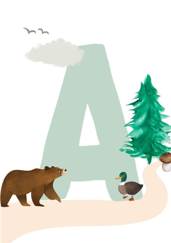 Affiche enfant initiale dans la forêt