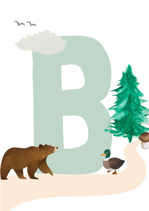 Affiche enfant initiale dans la forêt