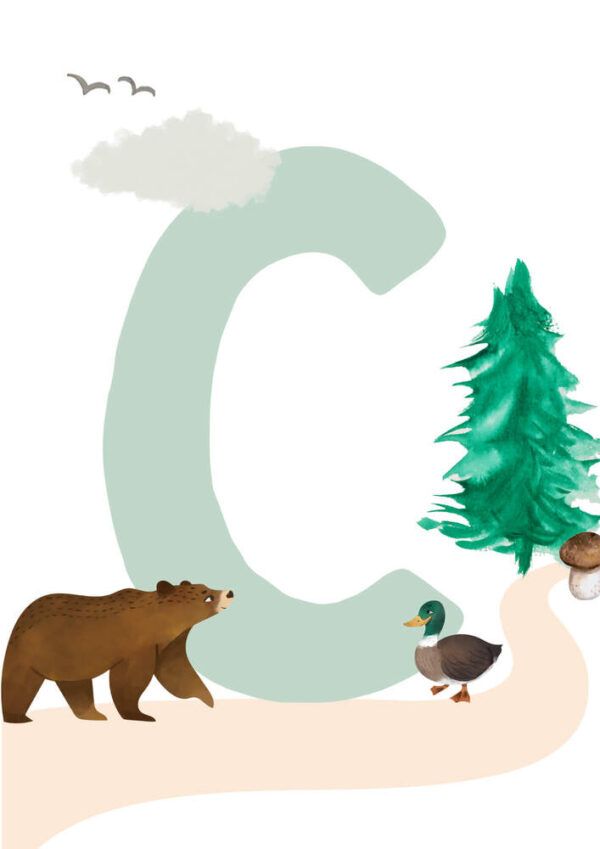 Affiche enfant initiale dans la forêt