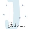 Affiche prénom bébé bleu ciel personnalisée