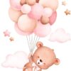 Affiche ourson bébé avec des ballons