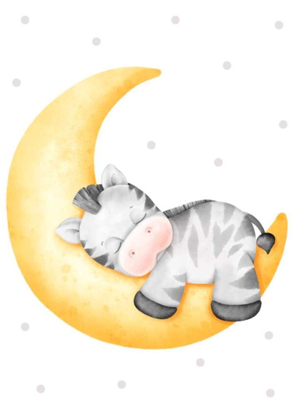 Affiche bébé zèbre sur la lune