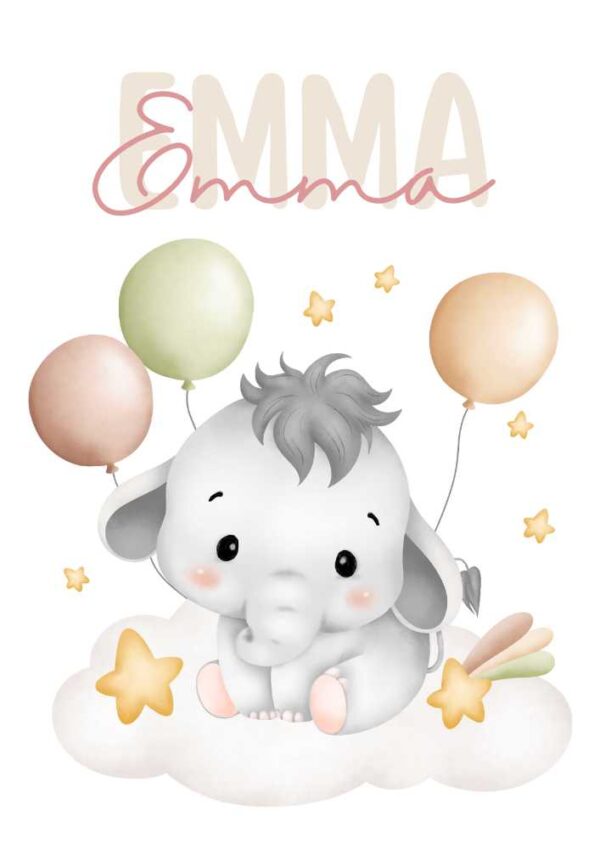 Affiches d’animaux bébé avec éléphanteau