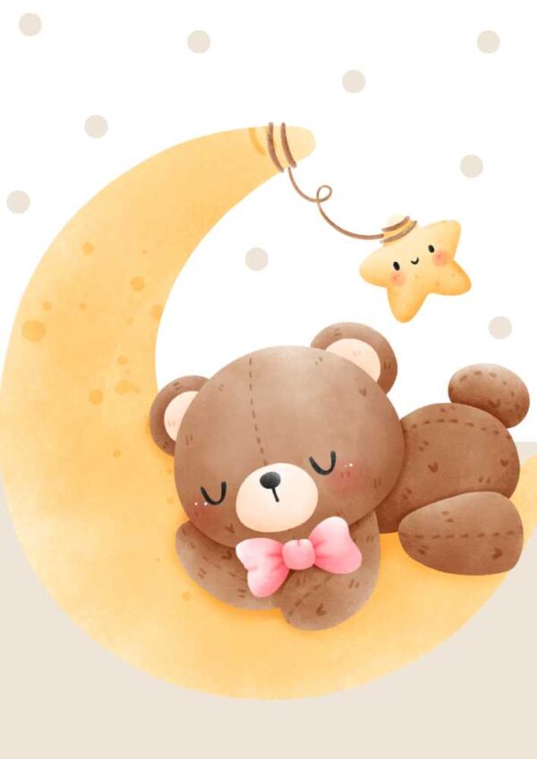 Affiches animaux bébé ourson sur la lune