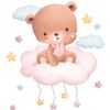 Affiches animaux bébé ourson rose