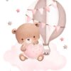 Affiches de montgolfières avec ourson rose