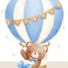 Affiches de montgolfières avec ourson qui salue
