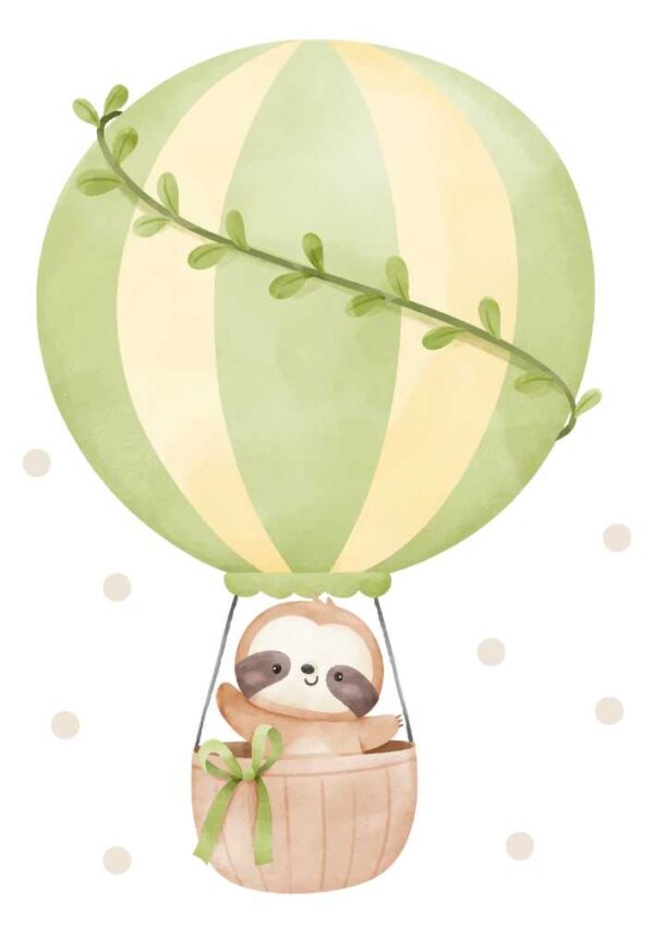 Affiches de montgolfières paresseux verts