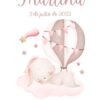 Affiche de naissance bébé petit lapin rose