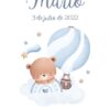 Affiche de naissance bébé ours bleu