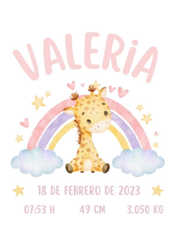 Affiche de naissance girafe