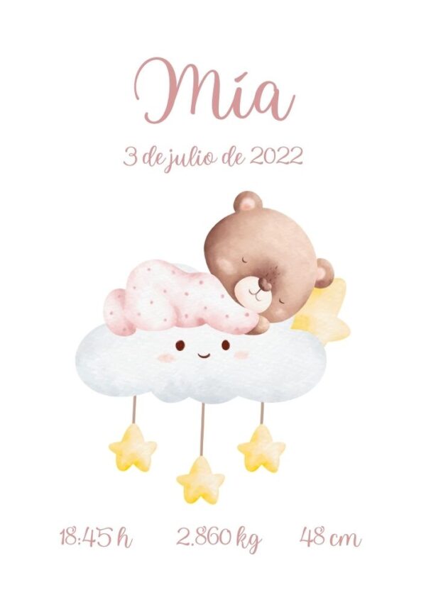 Affiche de naissance ourson