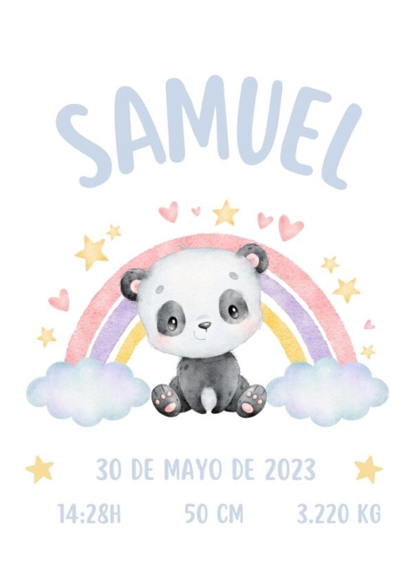 Affiche de naissance panda