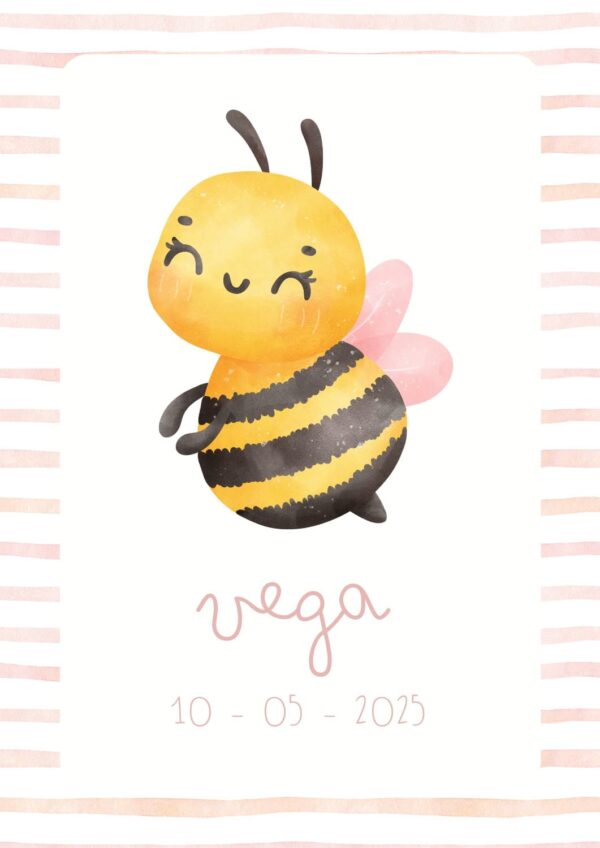 Affiche de naissance personnalisée abeille
