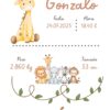 Affiche de naissance personnalisée animaux de la jungle