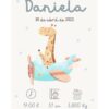 Affiche de naissance personnalisée girafe aviateur