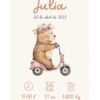 Affiche de naissance personnalisée petite ourse en promenade