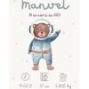 Affiche de naissance personnalisée ourson de l’espace