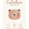 Affiche de naissance personnalisée ourson minimaliste