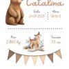 Affiche de naissance personnalisée ours de la forêt