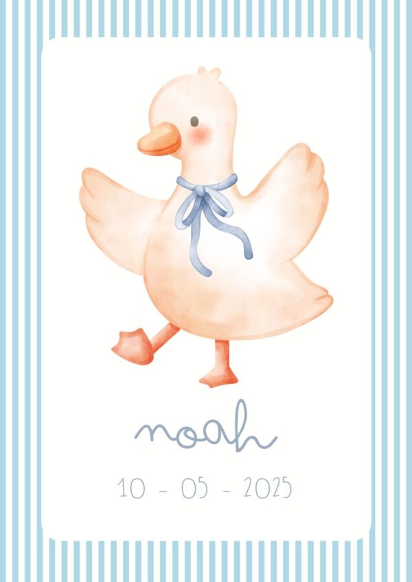 Affiche de naissance personnalisée canard