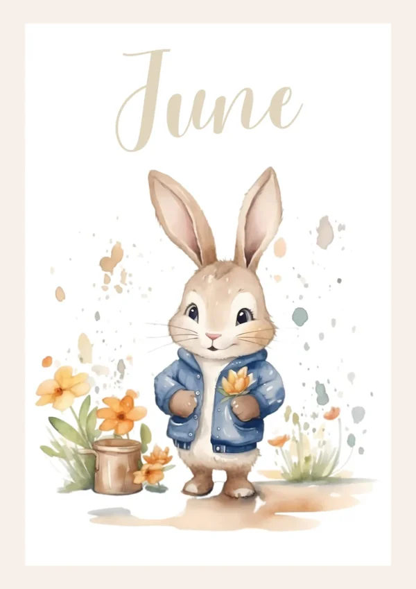 Affiche animalière personnalisée avec petit lapin