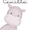 Affiche enfant hippopotame souriant personnalisée